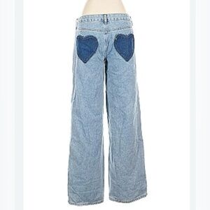 Ashley Mason Blue Heart Back Pockets Straight Wide Leg Jeans NWT
Size 5/27